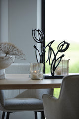 Matte Black Tulip Ornament on Stand, 24x8.5x45 cm