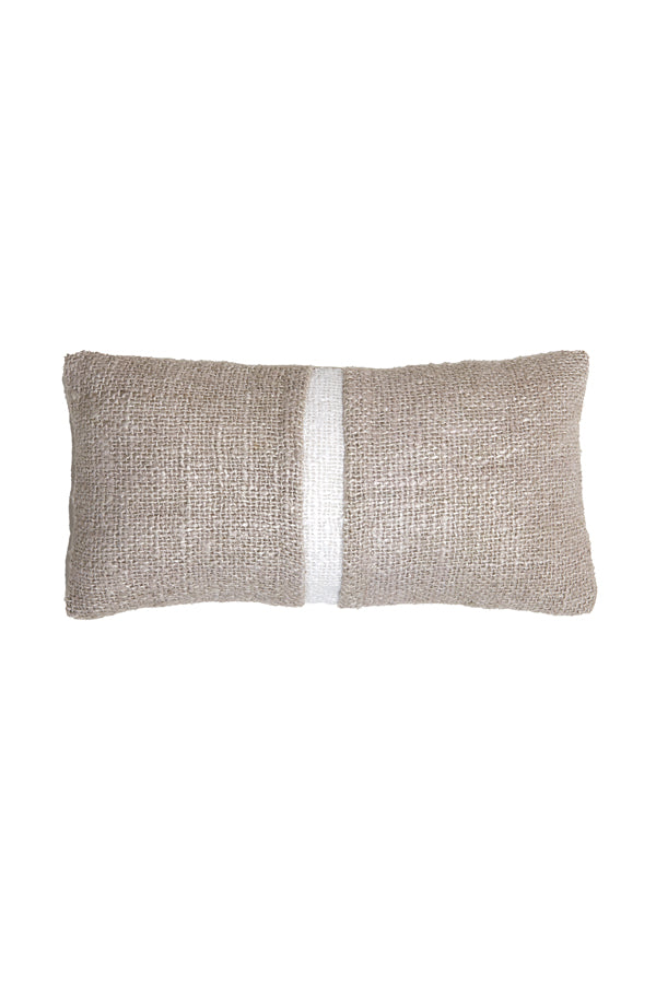 Rectangular Beige & White Levis Cushion 60x30 cm
