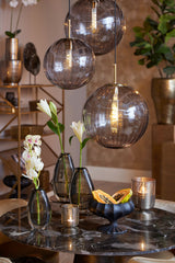Elegant 40 cm Glass Pendant Lamp in Light Grey and Gold