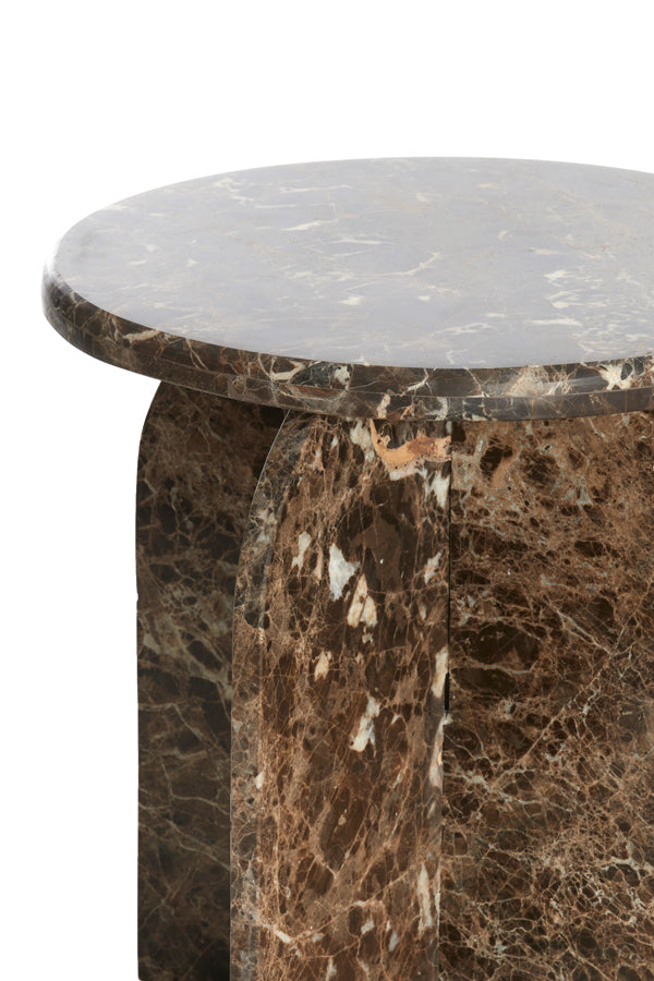 Elegant Marble Side Table in Dark Brown - Ø41x56 cm