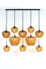 Elegant 10-Light Pendant Lamp with Brown Glass and Matte Black Frame (120x60x110 cm)