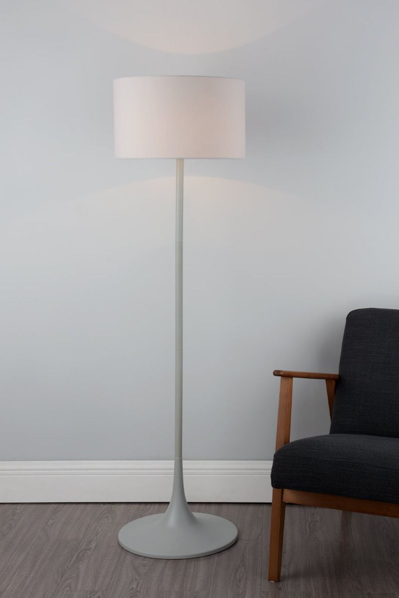 Funchal Grey Cotton Drum Shade 43cm