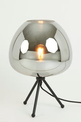 Elegant Smoked Glass & Matte Black Table Lamp (30x43 cm)