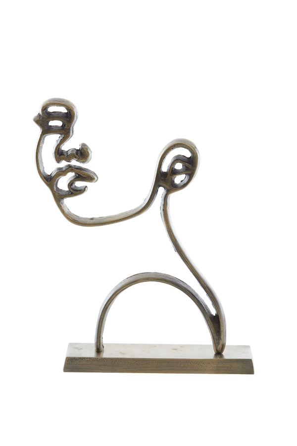 Antique Bronze Abstract Face Sculpture on Base 28x8x38 cm