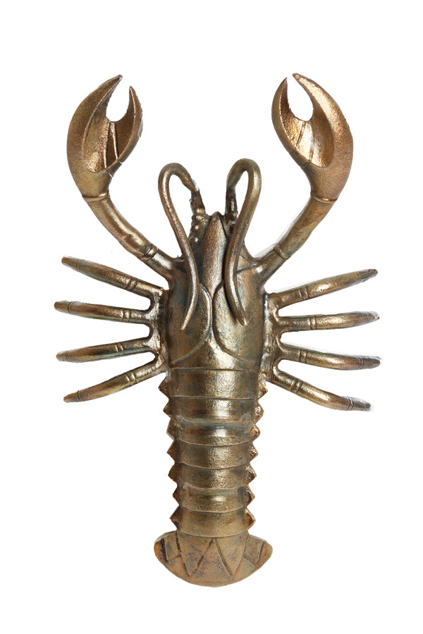 Ornamental Lobster Sculpture in Antique Bronze Finish - 50x32x15 cm