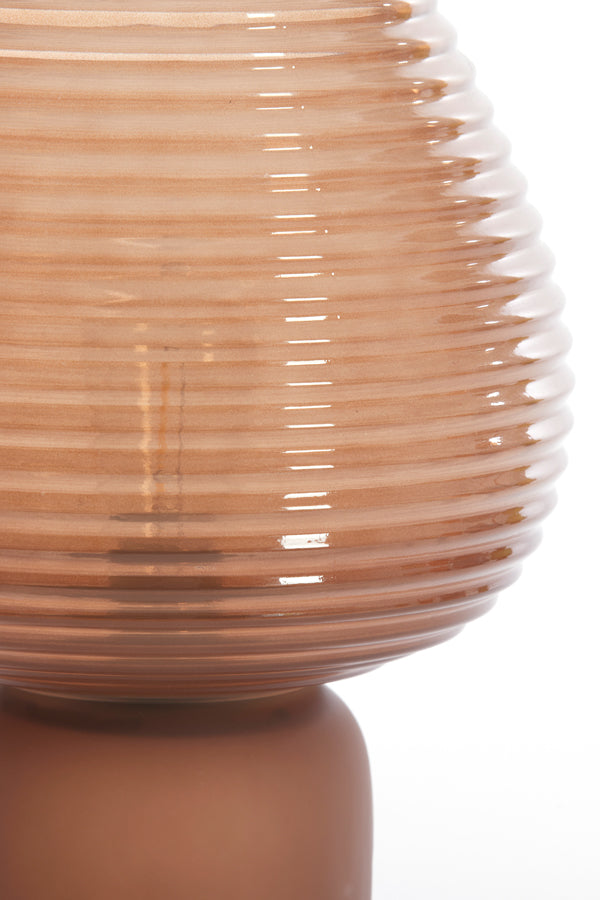 Modern LED Glass Table Lamp with Brown Finish - Alenna 22x27 cm