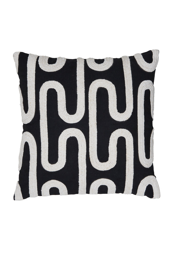 Oshawa Black and Beige Patterned Cushion 45x45 cm