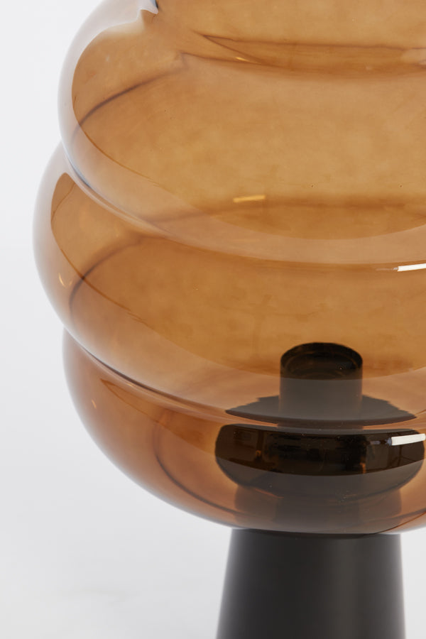 Elegant Misty Glass Table Lamp - 30cm x 46cm in Brown & Matte Black