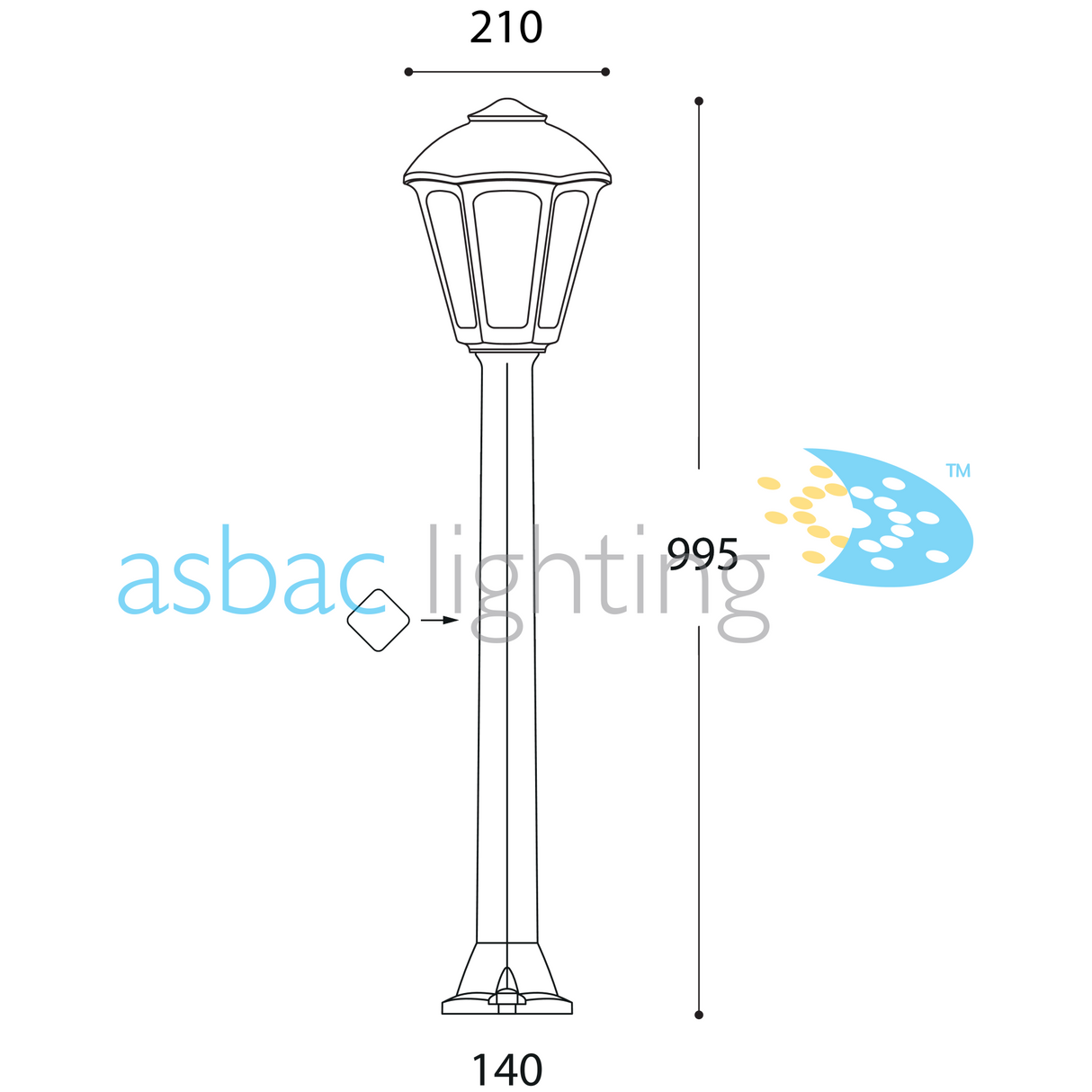 Giampy Giaffa E27 (No Lamp), Modern Post Lantern, Black/Clear
