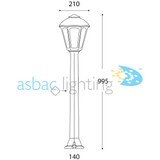 Giampy Giaffa E27 (No Lamp), Modern Post Lantern, Black/Clear