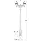 Mary Gigi Bisso 2L 2x6.5W E27 Filament LED 2700K, Classic Post Lantern, Black/Clear