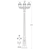 Mary Gigi Bisso 3L E27 (No Lamp), Classic Post Lantern, Black/Clear
