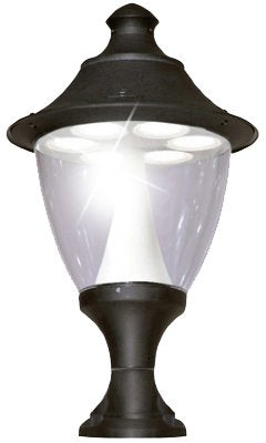Gino 400 New Lot 50W E27 HighPower LED 4000K Assembled, Modern Pedestal Lantern, Black/Clear