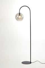 Elegant Floor Lamp with Matt Black Frame and Smoked Glass Elements, 45x28x158 cm