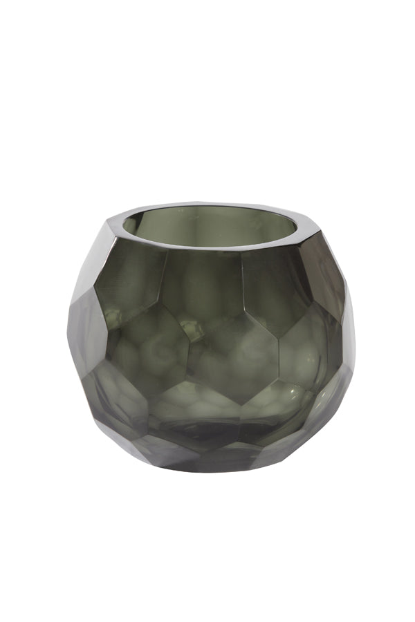 Eliza Glass Grey Tealight Holder Ø12x10 cm