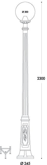 Globe 300 Ricu 8.5W E27 LED CCT, Post Globe, Black/Clear