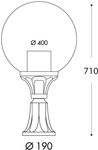 Globe 400 Lot E27 (No Lamp) Louvre, Pedestal Globe, Black/Clear