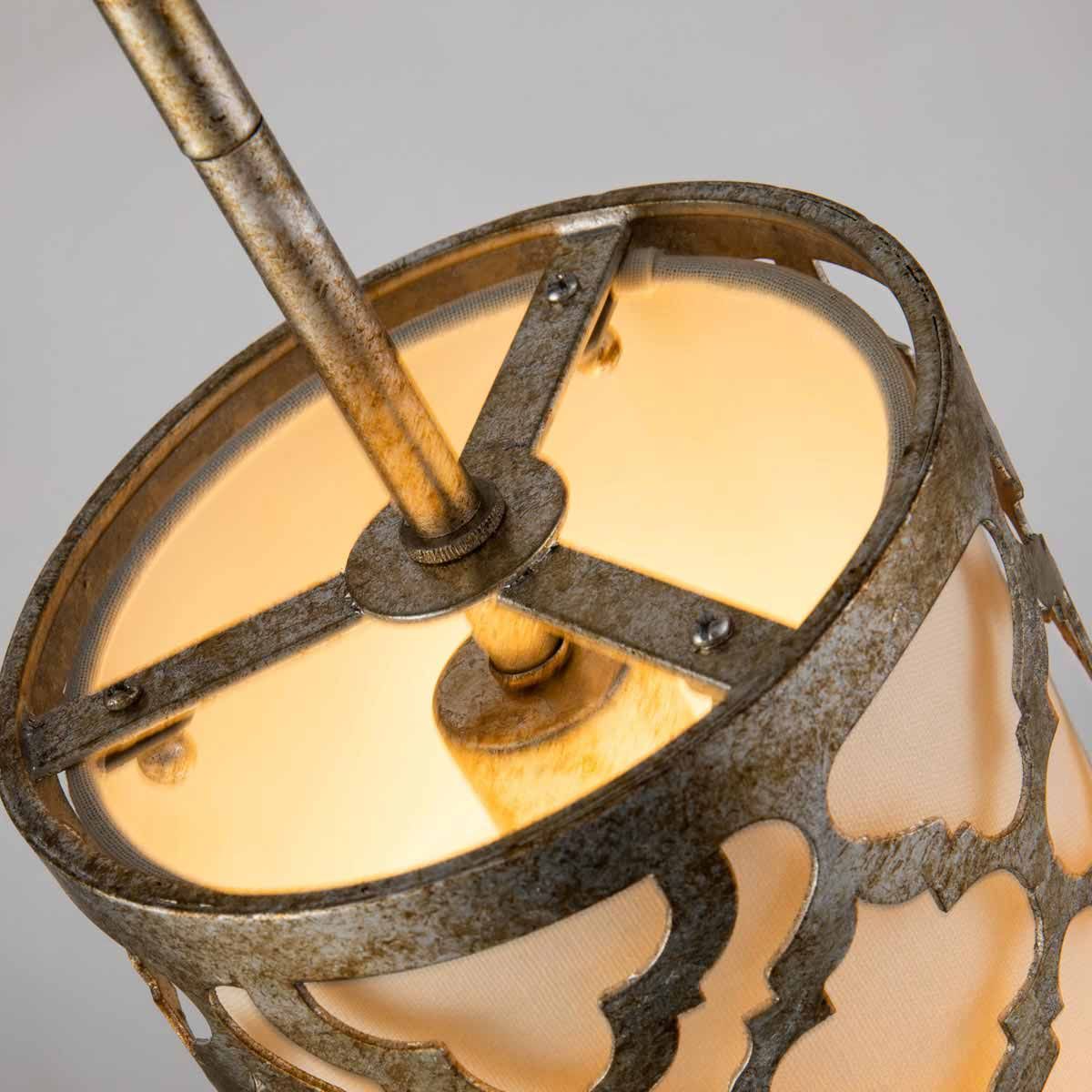 Arabella Distressed Gold Duo-Mount Pendant Light with Cream Linen Shade