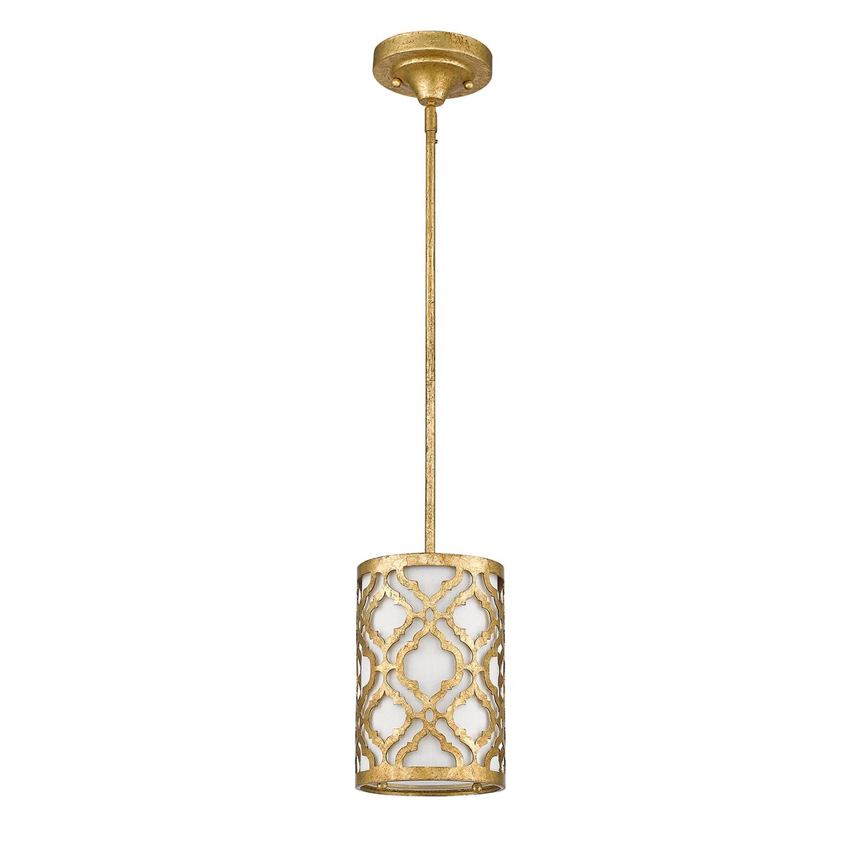 Arabella Distressed Gold Duo-Mount Pendant Light with Cream Linen Shade