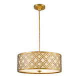 Luxurious Arabella Distressed Gold 3-Light Pendant with Adjustable Rods