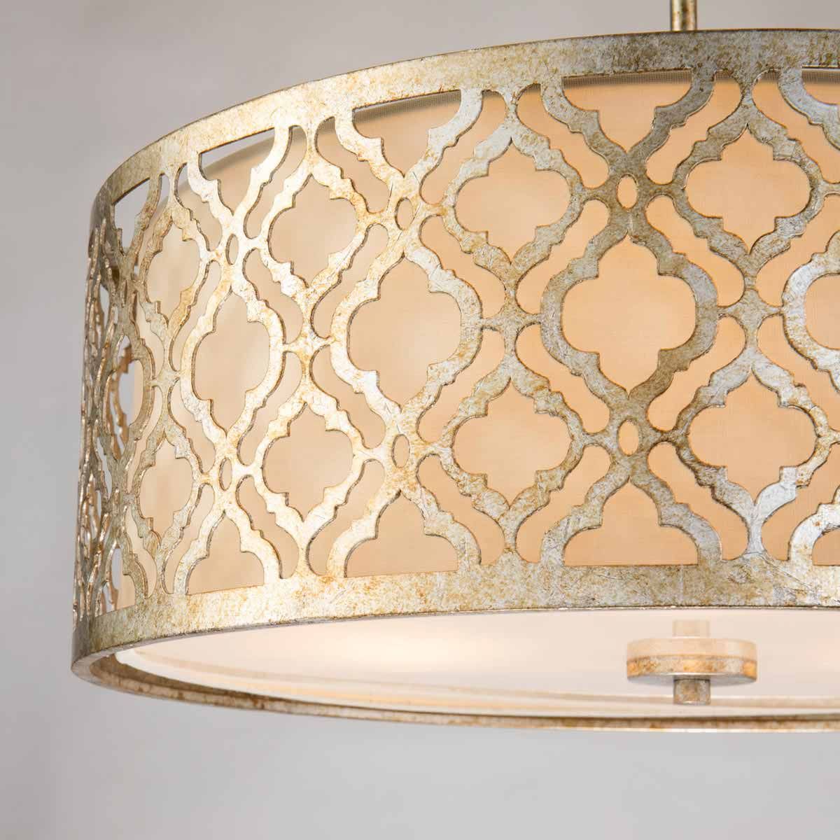Luxurious Arabella Distressed Gold 3-Light Pendant with Adjustable Rods
