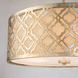 Luxurious Arabella Distressed Gold 3-Light Pendant with Adjustable Rods