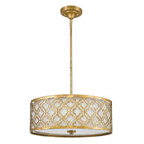 Luxurious Arabella Distressed Gold 3-Light Pendant with Adjustable Rods