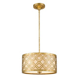 Arabella Distressed Gold Duo-Mount Pendant Light with Cream Linen Shade
