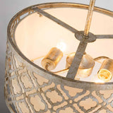 Arabella Distressed Gold Duo-Mount Pendant Light with Cream Linen Shade