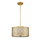 Arabella Distressed Gold Duo-Mount Pendant Light with Cream Linen Shade