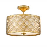 Arabella Distressed Gold Duo-Mount Pendant Light with Cream Linen Shade
