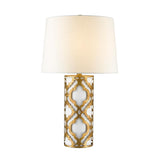 Arabella Distressed Gold Table Lamp with Cream Linen Shade