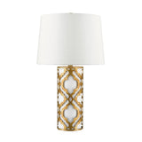 Arabella Distressed Gold Table Lamp with Cream Linen Shade