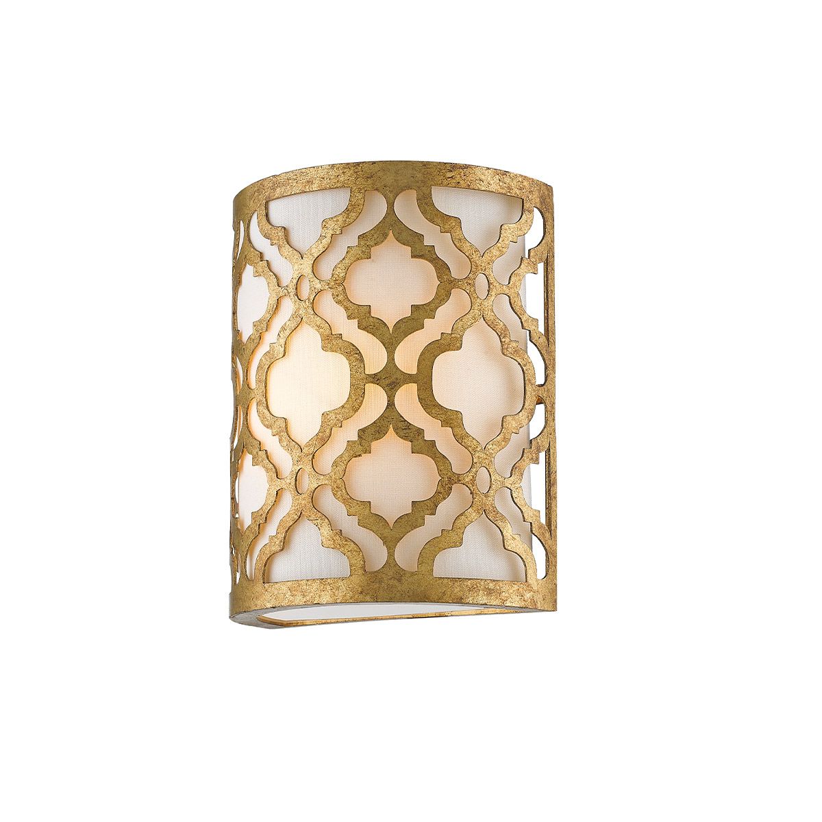 Arabella Distressed Gold Wall Sconce with Cream Linen Shade