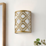 Arabella Distressed Gold Wall Sconce with Cream Linen Shade
