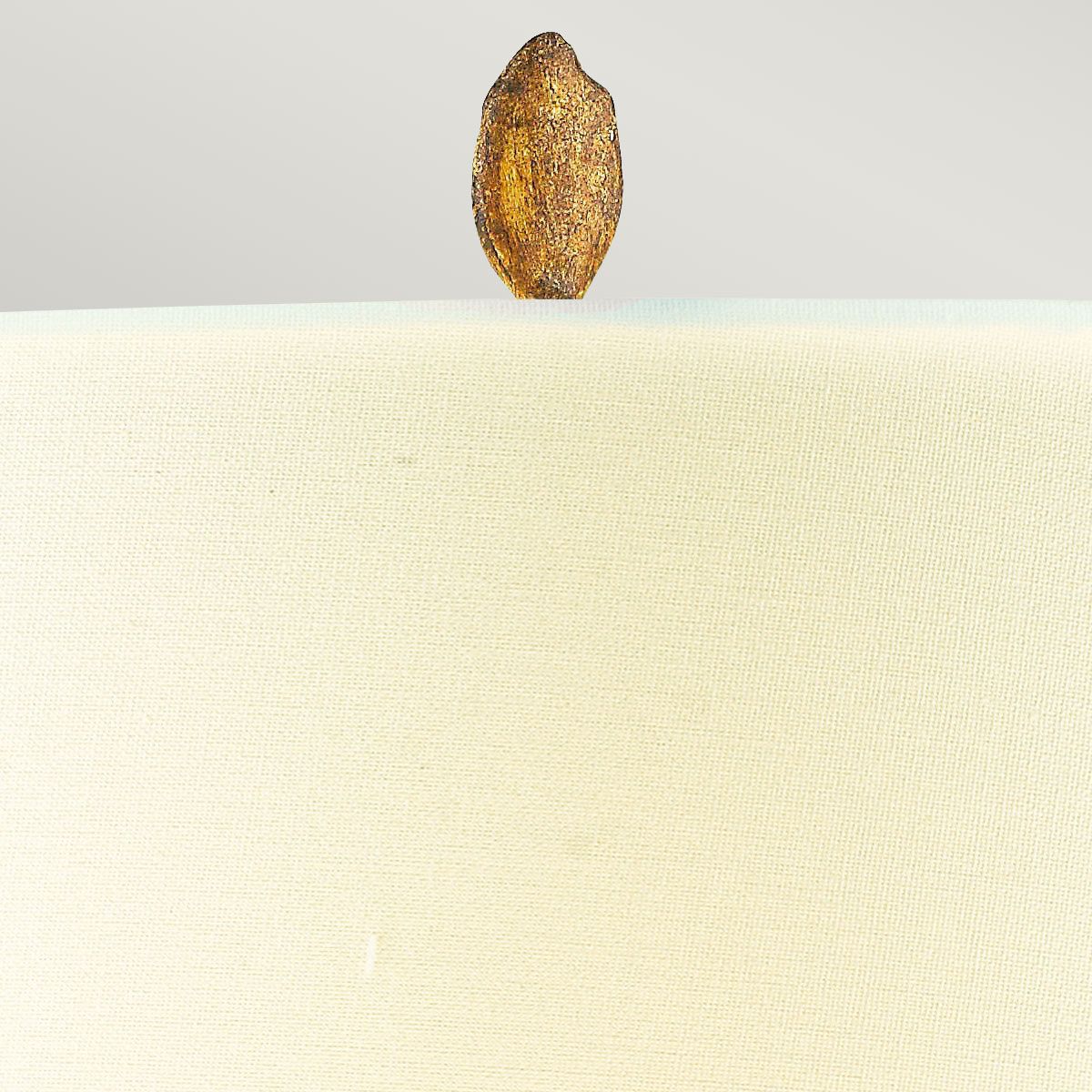 Elegant Distressed Gold and Crystal Abstract Table Lamp with Cream Linen Drum Shade