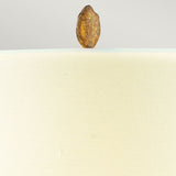 Elegant Distressed Gold and Crystal Abstract Table Lamp with Cream Linen Drum Shade