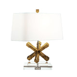 Antique Gold Table Lamp with Crystal Base and Elegant Cream Shade