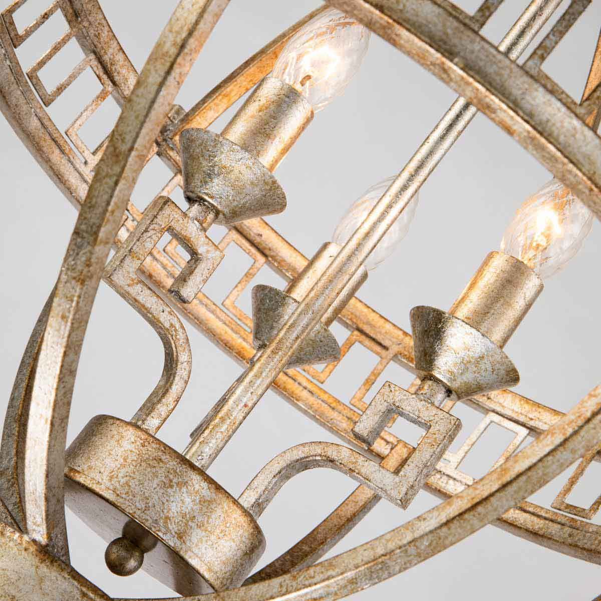 Lemuria Distressed Gold 3-Light Globe Pendant by Gilded Nola