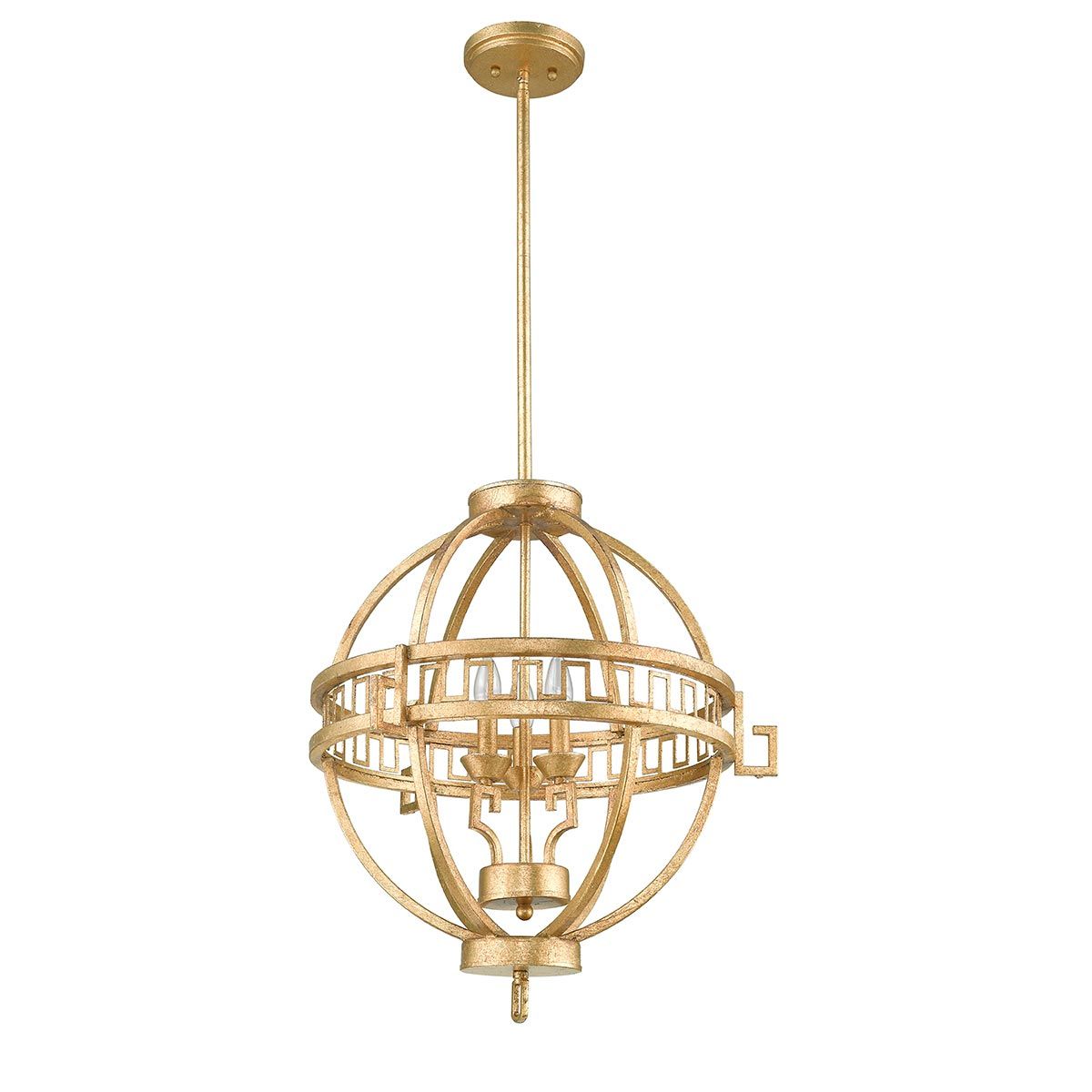 Lemuria Distressed Gold 3-Light Globe Pendant by Gilded Nola