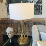 Lemuria Grecian Key Table Lamp in Distressed Gold Finish