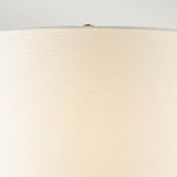 Elegant Octavia Table Lamp with Distressed Gold Frame and Cream Linen Shade on Dark Brown Base