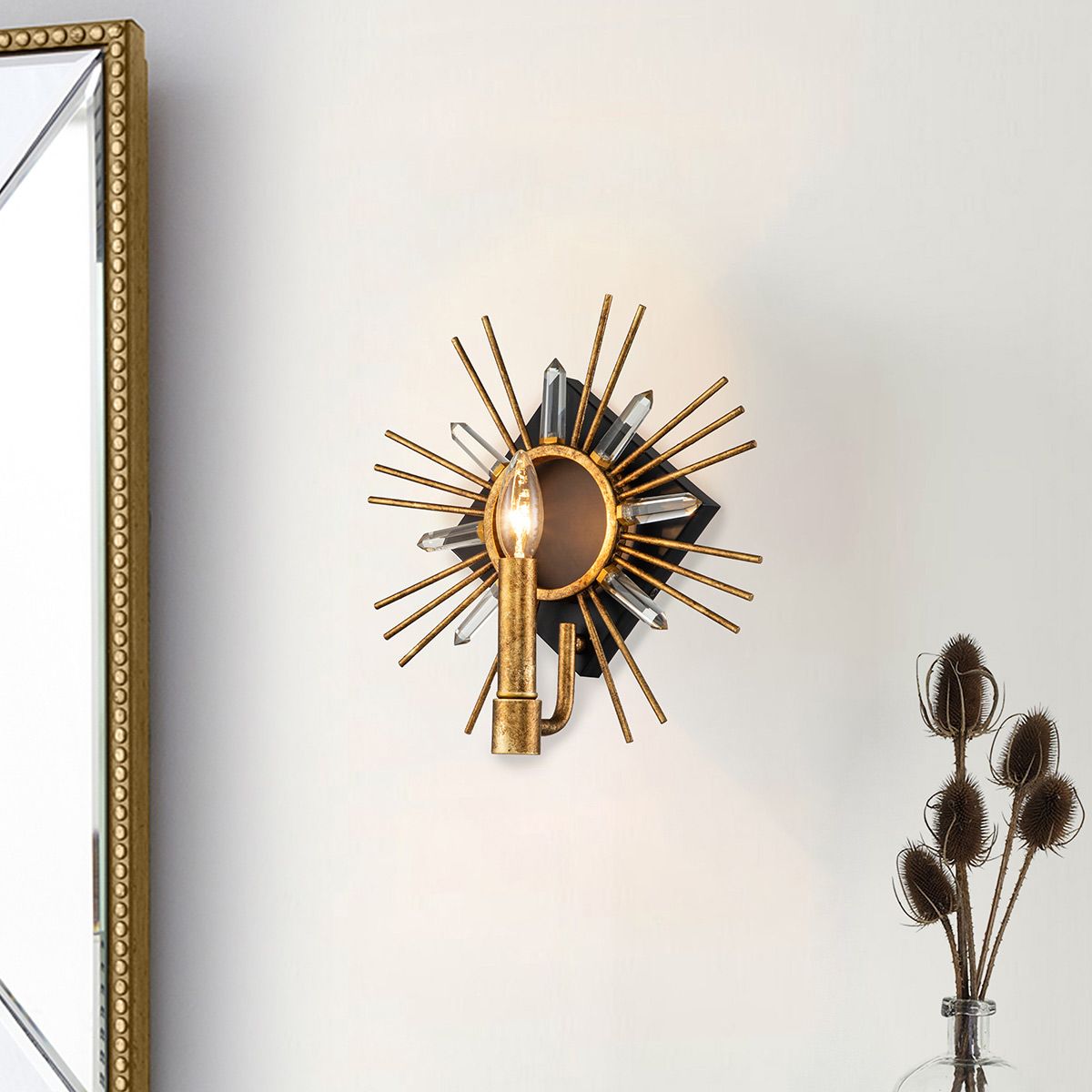 Sun King 1lt Wall Light - Gold Leaf Gold Leaf
