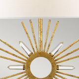 Sun King Distressed Gold Sunburst Lamp with Quartz Accents and Crystal Base