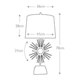 Sun King Distressed Gold Sunburst Lamp with Quartz Accents and Crystal Base