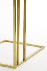 Elegant Side Table with Roshan Brown Marble and Antique Bronze Finish, 41x31x66 cm