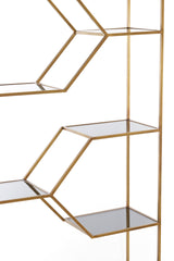Elegant Aino Glass Cabinet with Smoked Panels and Antique Bronze Finish, 100x34x214 cm