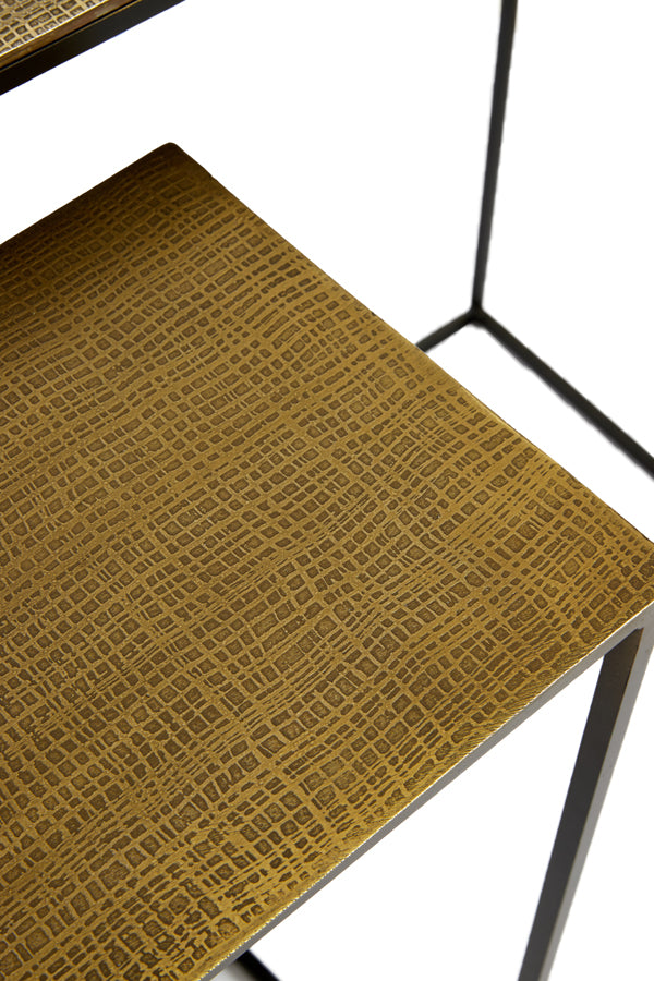 Set of 2 Console Tables in Antique Bronze and Black - Max Dimensions 119.5x30.5x78.5 cm