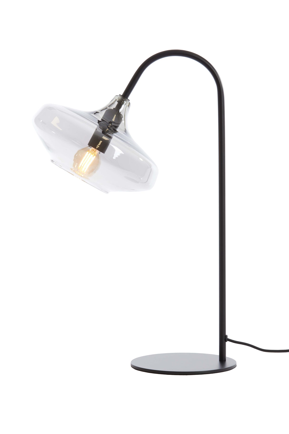Elegant Solna Black Table Lamp with Smoked Glass, 31x22x50 cm, E14 Socket