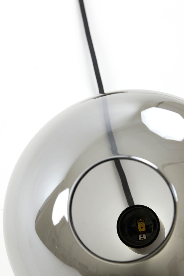 Contemporary 10-Light Pendant in Matte Black with Smoked Glass Orbs